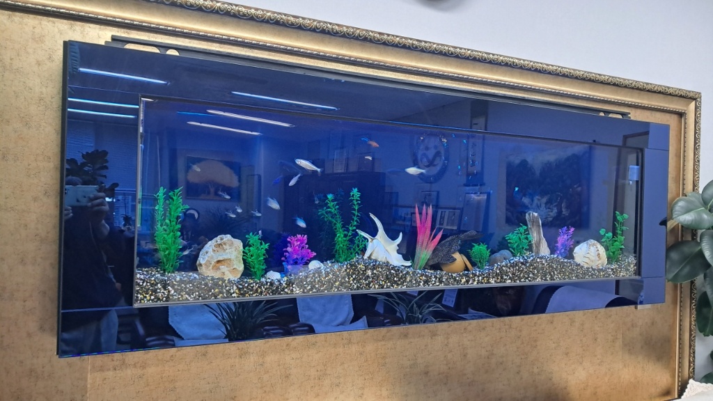 사무실 라운지 블루 프레임 벽걸이 수족관